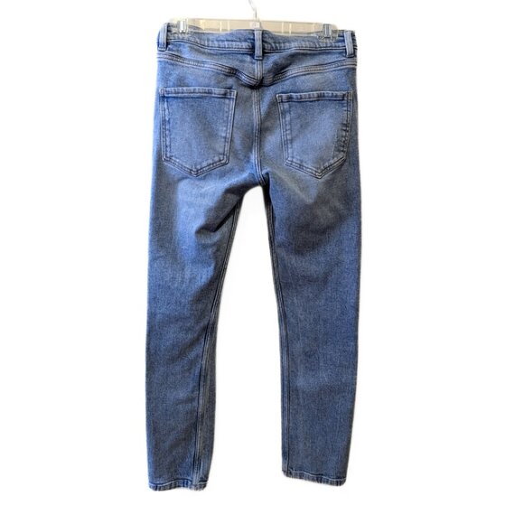 Womens Bootlegger Medium Wash Denim Blue Jeans High Waisted Distressed Size 30 - Picture 5 of 9